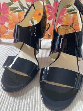 Michael Kors “Joselle” Black Patent Leather Crisscross Heels